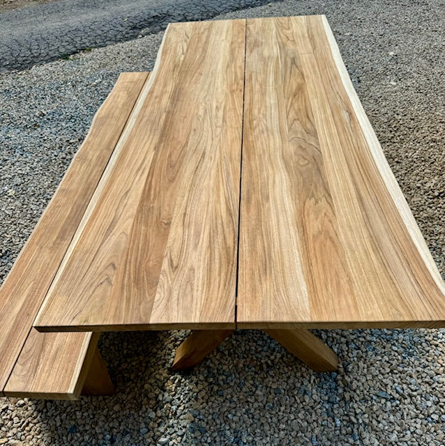 Live edge table with live edge bench