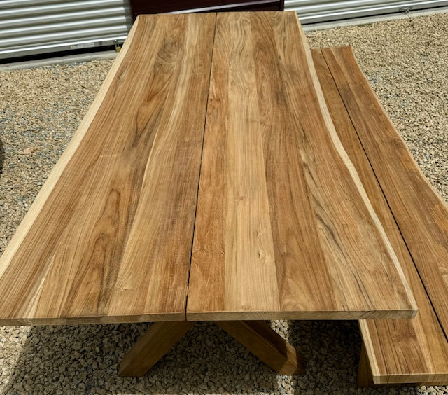 Live edge table with live edge bench 