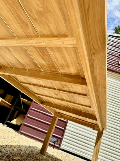 Bracing under the Monterey deluxe dining table, built to last a life time 